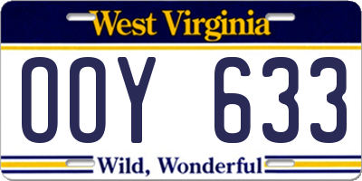 WV license plate OOY633
