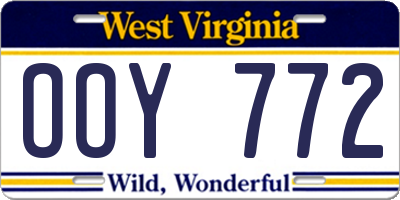 WV license plate OOY772
