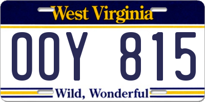 WV license plate OOY815