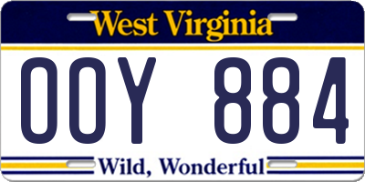 WV license plate OOY884