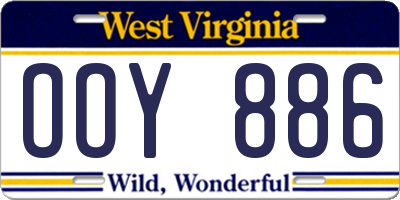 WV license plate OOY886