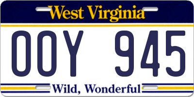 WV license plate OOY945