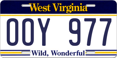 WV license plate OOY977