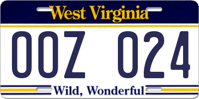 WV license plate OOZ024