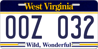 WV license plate OOZ032
