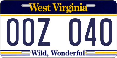 WV license plate OOZ040
