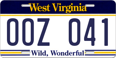 WV license plate OOZ041