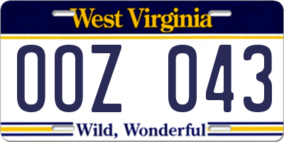 WV license plate OOZ043