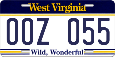 WV license plate OOZ055