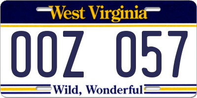 WV license plate OOZ057