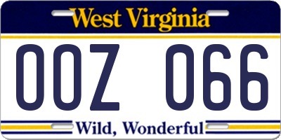 WV license plate OOZ066