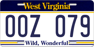 WV license plate OOZ079