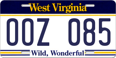 WV license plate OOZ085