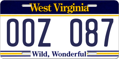 WV license plate OOZ087