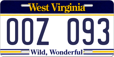 WV license plate OOZ093