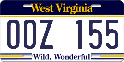 WV license plate OOZ155