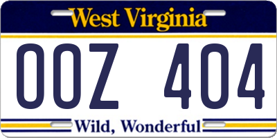WV license plate OOZ404