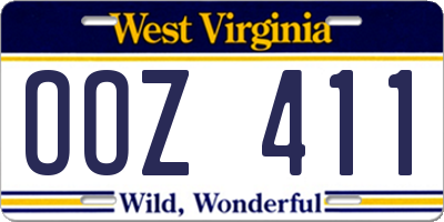 WV license plate OOZ411