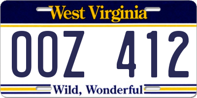 WV license plate OOZ412
