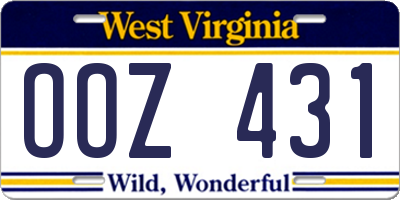 WV license plate OOZ431