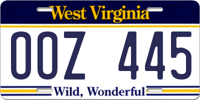 WV license plate OOZ445