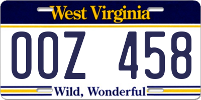 WV license plate OOZ458