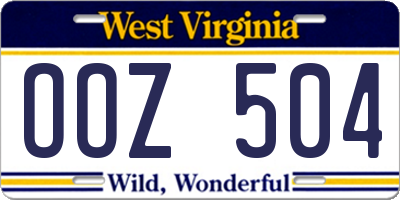 WV license plate OOZ504