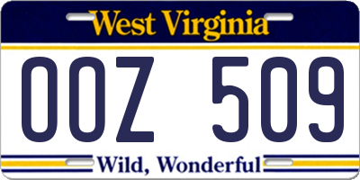 WV license plate OOZ509