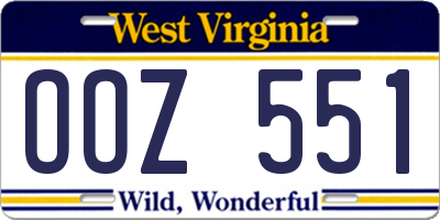 WV license plate OOZ551