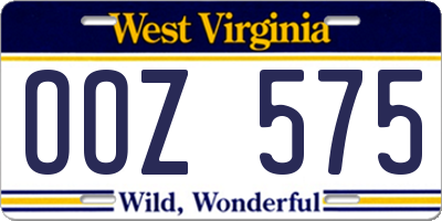 WV license plate OOZ575