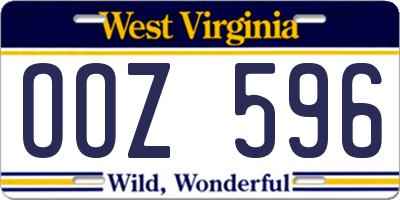 WV license plate OOZ596