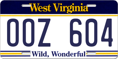 WV license plate OOZ604