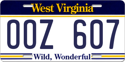 WV license plate OOZ607
