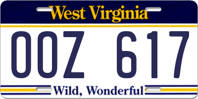 WV license plate OOZ617