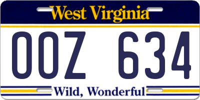 WV license plate OOZ634
