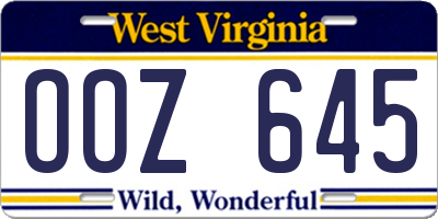 WV license plate OOZ645