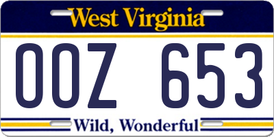 WV license plate OOZ653