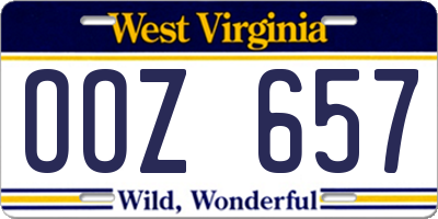 WV license plate OOZ657