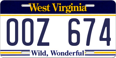 WV license plate OOZ674