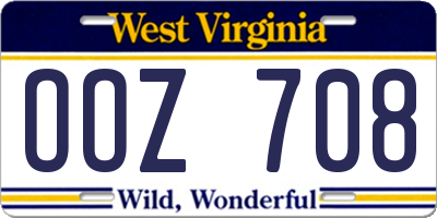 WV license plate OOZ708
