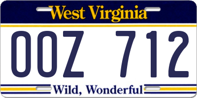WV license plate OOZ712