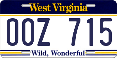 WV license plate OOZ715