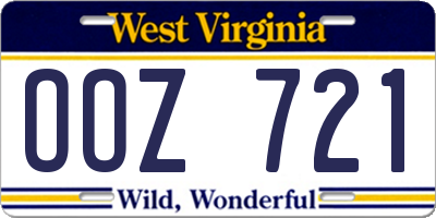 WV license plate OOZ721