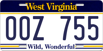 WV license plate OOZ755
