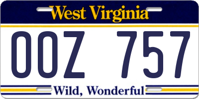 WV license plate OOZ757