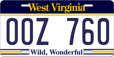 WV license plate OOZ760