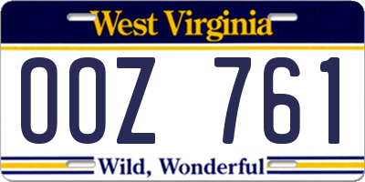 WV license plate OOZ761