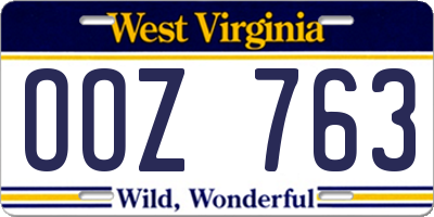 WV license plate OOZ763