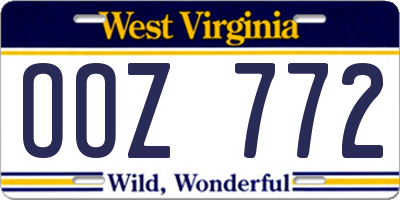 WV license plate OOZ772