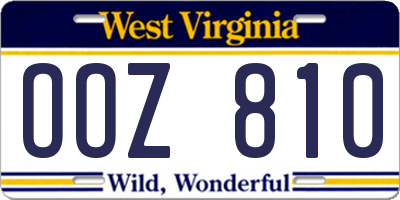 WV license plate OOZ810